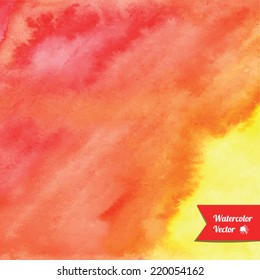 Watercolor vector red and yellow background