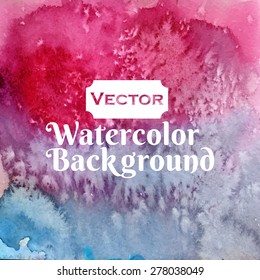 Watercolor vector red-pink-blue salt background