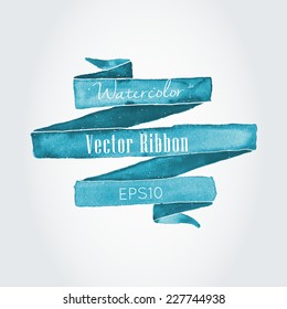 Watercolor vector ribbon and banner for text. 
