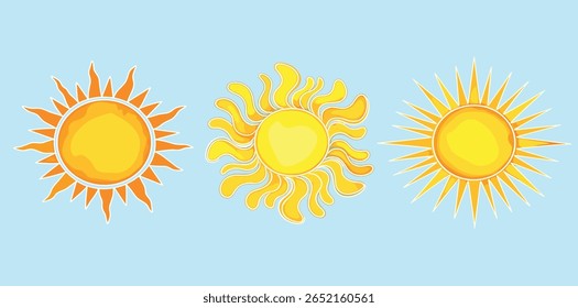 Watercolor vector round sun shapes, spiked crowns, sunburst. Rising sun, sunset, dawn illustrations bundle. Orange red yellow watercolour stains circles, fire flaming frames. 