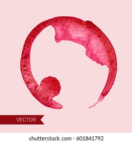 Watercolor vector round texture, hand drawn splash isolated on light background