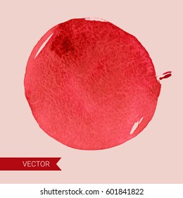 Watercolor vector round texture, wine stain, hand drawn splash isolated on light background