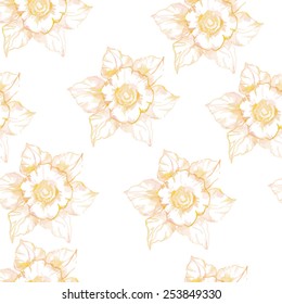 Watercolor vector seamless flower pattern
