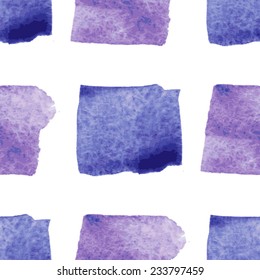 Watercolor vector seamless pattern with  big color squares