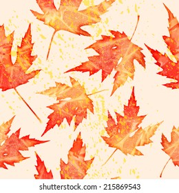 Watercolor vector seamless pattern - bright leaves