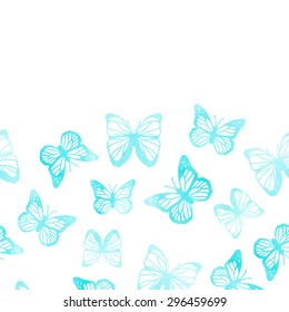 watercolor vector seamless pattern with butterfly