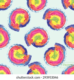Watercolor vector seamless pattern with circles. Abstract hipster unusual allover print.