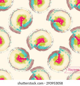 Watercolor vector seamless pattern with circles. Abstract hipster unusual allover print.