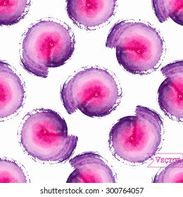 Watercolor vector seamless pattern with circles. Abstract hipster unusual allover print.