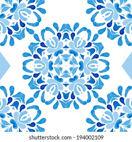 Watercolor vector seamless pattern. Floral background.