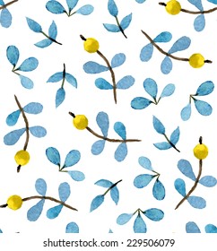 Watercolor vector seamless pattern with floral elements