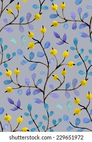 Watercolor vector seamless pattern with floral elements
