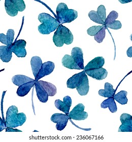 Watercolor vector seamless pattern with floral elements