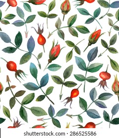 Watercolor vector seamless pattern with floral elements
