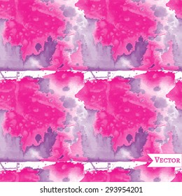 Watercolor vector seamless pattern with glitch spots. Grunge allover print with aquarelle blur.