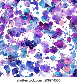 Watercolor vector seamless pattern, paints splash