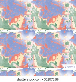 Watercolor vector seamless pattern with spots. Unusual grunge allover print. 