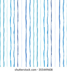 Watercolor vector seamless pattern with stripes. Dye striped background. Dye watercolor striped wallpaper. Indigo dye watercolor stripped background.