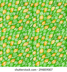 Watercolor vector seamless pattern with wavy elements. Hand-drawn background. Abstract hand-drawn pattern