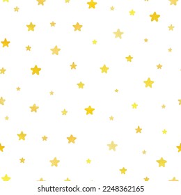 Watercolor vector seamless pattern with yellow stars. Backdrop pattern for design, paper, fabric