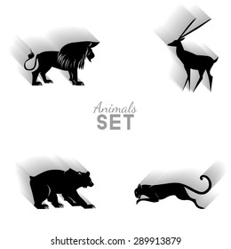 watercolor vector set of animals logo