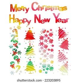 watercolor vector set for decoration of Christmas banners