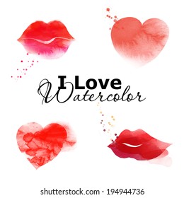 Watercolor vector set ILove