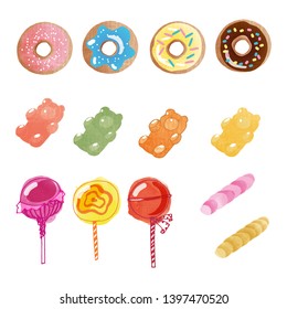 Watercolor vector set of sweets collection