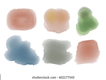 Watercolor vector shapes isolated on white background.