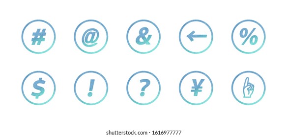 Watercolor vector, sign icon set