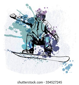 watercolor vector snowboarding