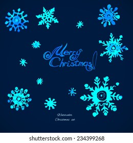 Watercolor vector snowflakes set