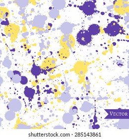 Watercolor vector splashes in seamless patterns. Allover pattern with dots. Retro pattern with abstract stains.