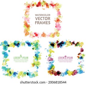 watercolor vector splatter frames set
