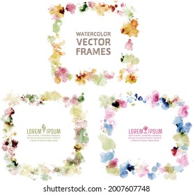 watercolor vector splatter frames set