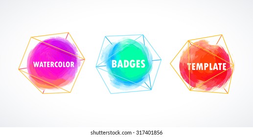 Watercolor vector splatters. Vector isolated drawing blob colorful design elements. Splatter decorative set