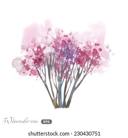 Watercolor vector spring tree