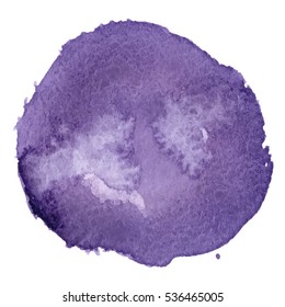 Watercolor vector stain, colorful abstract watercolor circle with splash, texture background for design, isolated on white background