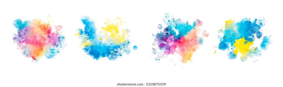manchas vectoriales de acuarela; fondo del título y logotipo