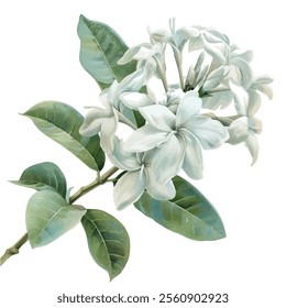 Watercolor vector of Stephanotis flower, isolated on a white background, Stephanotis painting