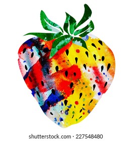 watercolor vector strawberries