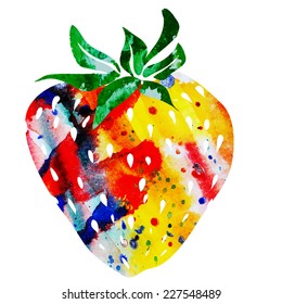 watercolor vector strawberries
