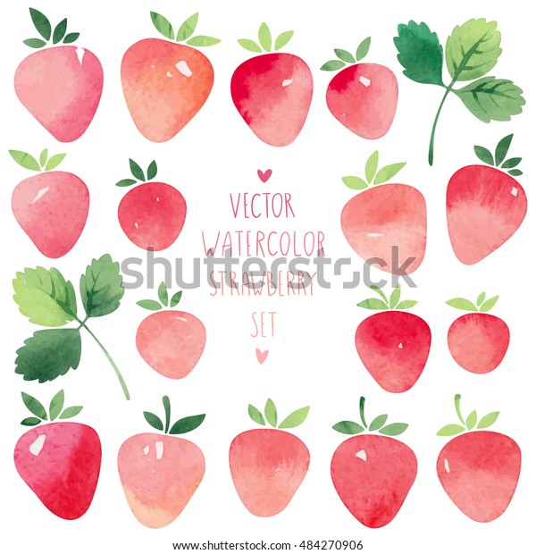 Watercolor Vector Strawberry Set Stock Vector (Royalty Free) 484270906