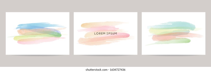 watercolor vector stroke background set