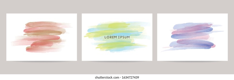 watercolor vector stroke background set