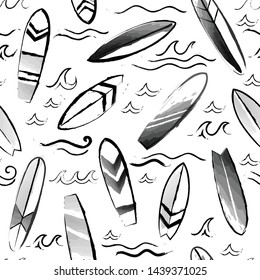 Watercolor vector Surfing pattern could be used for fabric