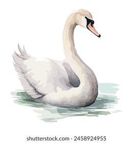 Vector de acuarela de un cisne , aislado sobre un fondo blanco, arte de diseño, Clipart de dibujo, Ilustración, cuadro de cisne, Logo gráfico, Vector de cisne