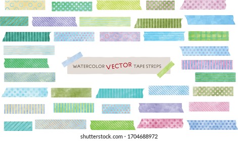 watercolor vector tape strips set : blue, green