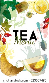 watercolor vector tea menu