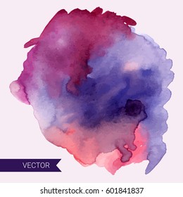 Watercolor vector texture, hand drawn splash isolated on light background